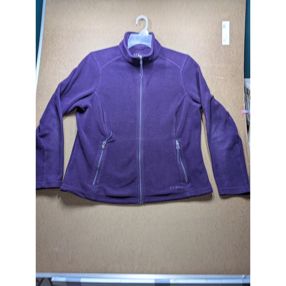 LL Bean Womens Purple Full Zip Fleece Jacket Mock Neck Large 284619